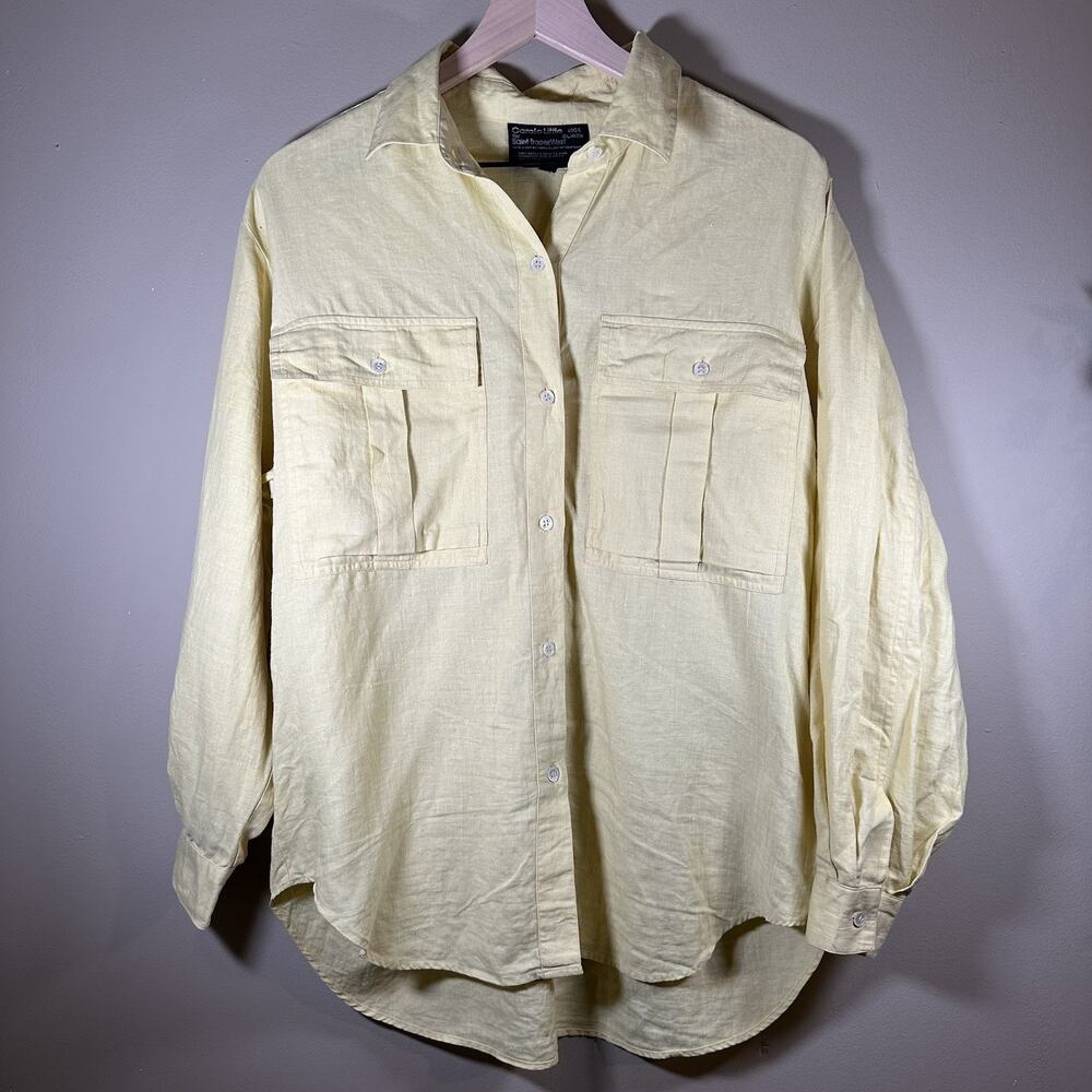 Vintage Carole Little Saint Tropez West Women’s 10 Linen Button Down Shirt Boho